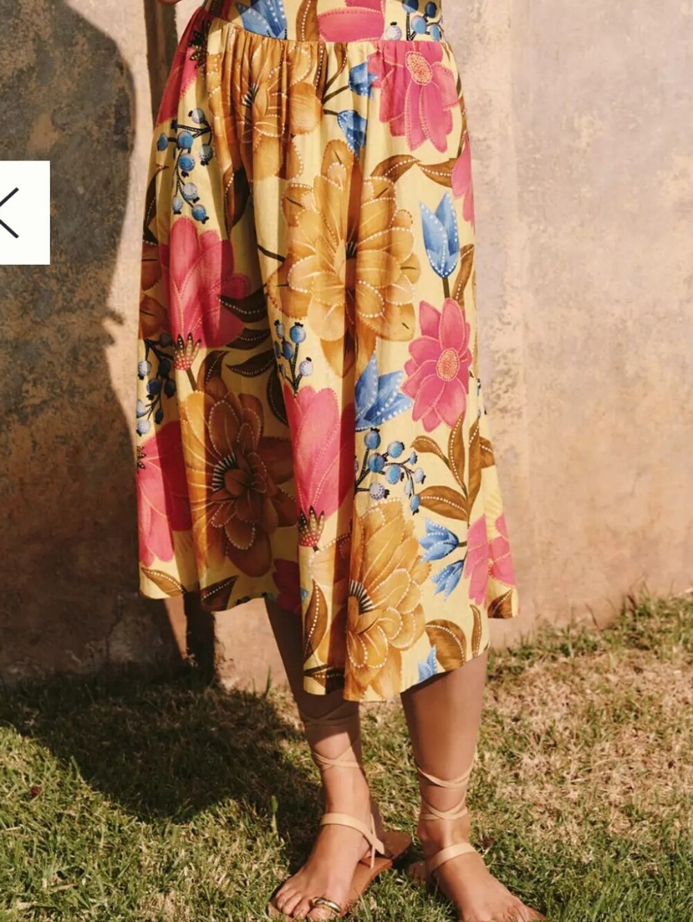NEW Farm Rio For Anthropologie Yellow Floral Scalloped Neck DropWaist Midi Dress - Picture 6 of 15
